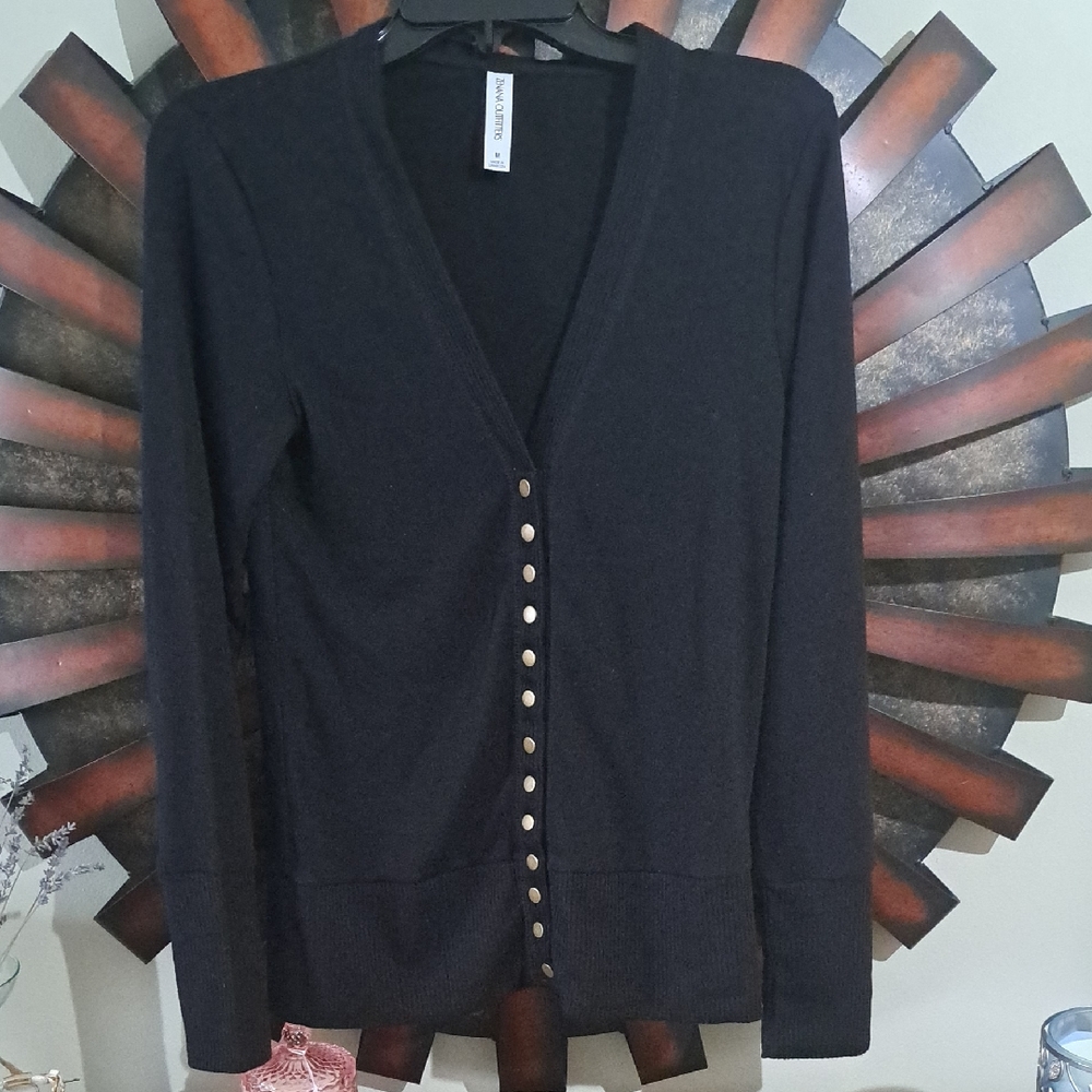 Euc Zenana Outfitters Black Button-Up Cardigan Sweater Medium
